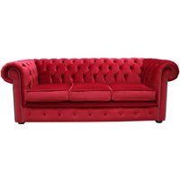 Product photograph of Chesterfield 3 Seater Malta Red Velvet Sofa Custom Made In Classic Style from Chesterfield Sofas