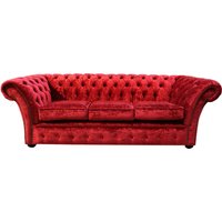 Product photograph of Chesterfield 3 Seater Modena Pillarbox Red Velvet Sofa In Balmoral Style from Chesterfield Sofas