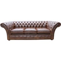Product photograph of Chesterfield 3 Seater New England Texas Brown Leather Sofa Settee In Balmoral Style from Chesterfield Sofas
