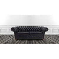 Product photograph of Chesterfield 3 Seater Old English Black Leather Sofa Bespoke In Balmoral Style from Chesterfield Sofas