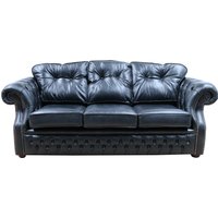 Product photograph of Chesterfield 3 Seater Old English Black Real Leather Sofa Bespoke In Era Style from Chesterfield Sofas