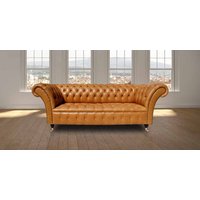 Product photograph of Chesterfield 3 Seater Old English Buckskin Leather Buttoned Seat Sofa In Balmoral Style from Chesterfield Sofas