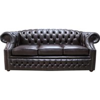 Product photograph of Chesterfield 3 Seater Old English Smoke Leather Sofa In Buckingham Style from Chesterfield Sofas