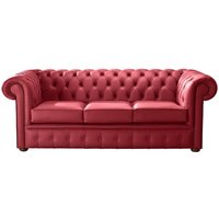Product photograph of Chesterfield 3 Seater Shelly Cherry Leather Sofa Bespoke In Classic Style from Chesterfield Sofas