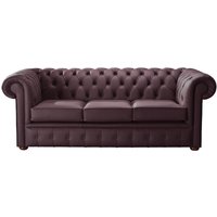 Product photograph of Chesterfield 3 Seater Shelly Dark Grape Leather Sofa Bespoke In Classic Style from Chesterfield Sofas