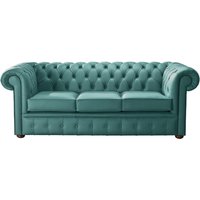 Product photograph of Chesterfield 3 Seater Shelly Dark Teal Leather Sofa Bespoke In Classic Style from Chesterfield Sofas