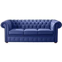 Product photograph of Chesterfield 3 Seater Shelly Deep Ultramarine Blue Leather Sofa Bespoke In Classic Style from Chesterfield Sofas