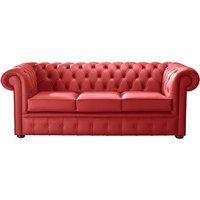 Product photograph of Chesterfield 3 Seater Shelly Flame Red Leather Sofa Bespoke In Classic Style from Chesterfield Sofas