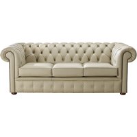 Product photograph of Chesterfield 3 Seater Shelly Ivory Leather Sofa Bespoke In Classic Style from Chesterfield Sofas
