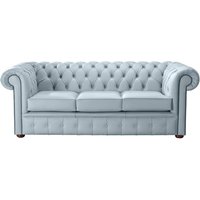 Product photograph of Chesterfield 3 Seater Shelly Parlour Blue Leather Sofa Bespoke In Classic Style from Chesterfield Sofas