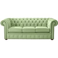 Product photograph of Chesterfield 3 Seater Shelly Pea Green Leather Sofa Bespoke In Classic Style from Chesterfield Sofas