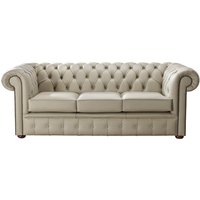 Product photograph of Chesterfield 3 Seater Shelly Pebble Leather Sofa Bespoke In Classic Style from Chesterfield Sofas