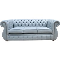 Product photograph of Chesterfield 3 Seater Shelly Piping Grey Leather Sofa Bespoke In Kimberley Style from Chesterfield Sofas