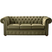 Product photograph of Chesterfield 3 Seater Shelly Sage Leather Sofa Bespoke In Classic Style from Chesterfield Sofas