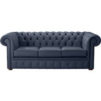 Product photograph of Chesterfield 3 Seater Shelly Suffolk Blue Leather Sofa Bespoke In Classic Style from Chesterfield Sofas