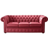 Product photograph of Chesterfield 3 Seater Shelly Velvet Red Leather Sofa Bespoke In Classic Style from Chesterfield Sofas