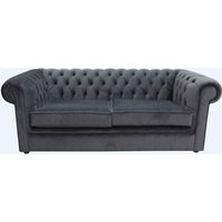 Product photograph of Chesterfield 3 Seater Sofa Amalfi Anthracite Black Velvet Fabric In Classic Style from Chesterfield Sofas