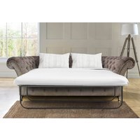 Product photograph of Chesterfield 3 Seater Sofa Bed Perla Illusions Grey Fabric Chrome Feet Stud In Balmoral Style from Chesterfield Sofas