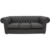 Product photograph of Chesterfield 3 Seater Sofa Charles Charcoal Grey Linen Fabric In Classic Style from Chesterfield Sofas