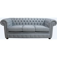 Product photograph of Chesterfield 3 Seater Sofa Charles Sky Blue Linen Fabric In Classic Style from Chesterfield Sofas
