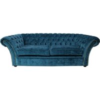 Product photograph of Chesterfield 3 Seater Sofa Modena Peacock Blue Fabric In Balmoral Style from Chesterfield Sofas