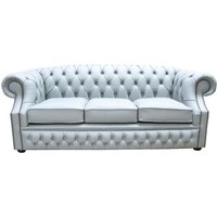 Product photograph of Chesterfield 3 Seater Sofa Moon Mist Grey Leather In Buckingham Style from Chesterfield Sofas
