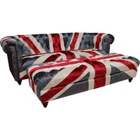 Product photograph of Chesterfield 3 Seater Sofa Plush Velvet With Matching Footstool In Union Jack Style from Chesterfield Sofas