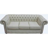 Product photograph of Chesterfield 3 Seater Sofa Settee Charles Cream Linen Fabric In Classic Style from Chesterfield Sofas