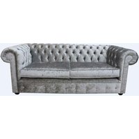 Product photograph of Chesterfield 3 Seater Sofa Settee Modena Silver Grey Velvet Fabric In Classic Style from Chesterfield Sofas