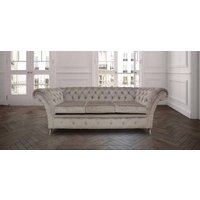 Product photograph of Chesterfield 3 Seater Sofa Settee Perla Illusions Grey Fabric In Balmoral Style from Chesterfield Sofas