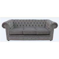 Product photograph of Chesterfield 3 Seater Sofa Settee Pimlico Grey Real Fabric In Classic Style from Chesterfield Sofas