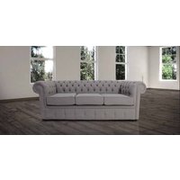 Product photograph of Chesterfield 3 Seater Sofa Settee Proposta Steel Grey Fabric In Classic Style from Chesterfield Sofas