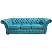 Product photograph of Chesterfield 3 Seater Sofa Settee Shelly Dark Teal Real Leather In Balmoral Style from Chesterfield Sofas