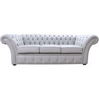 Product photograph of Chesterfield 3 Seater Sofa Settee Shelly Silver Grey Leather In Balmoral Style from Chesterfield Sofas