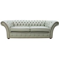 Product photograph of Chesterfield 3 Seater Sofa Settee Shelly Thyme Green Leather In Balmoral Style from Chesterfield Sofas