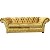Product photograph of Chesterfield 3 Seater Sofa Settee Shimmer Gold Velvet Fabric In Balmoral Style from Chesterfield Sofas