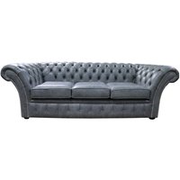 Product photograph of Chesterfield 3 Seater Sofa Settee Stella Liquorice Grey Leather In Balmoral Style from Chesterfield Sofas