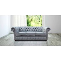 Product photograph of Chesterfield 3 Seater Sofa Vele Iron Grey Real Leather In Classic Style from Chesterfield Sofas