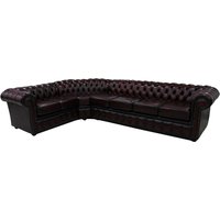 Product photograph of Chesterfield 4 Seater Corner 2 Seater Antique Oxblood Leather Cushioned Corner Sofa In Classic Style from Chesterfield Sofas