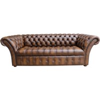 Product photograph of Chesterfield 3 Seater Buttoned Seat Sofa Antique Tan Real Leather In Balmoral Style from Chesterfield Sofas