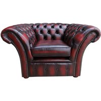 Product photograph of Chesterfield Club Chair Antique Oxblood Red Real Leather In Balmoral Style from Chesterfield Sofas