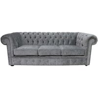 Product photograph of Chesterfield Crystal 3 Seater Sofa Modena Cloud Grey Velvet Fabric In Classic Style from Chesterfield Sofas