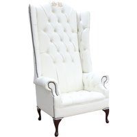 Product photograph of Chesterfield Embroidered Elements Scarface High Back Wing Chair White Leather from Chesterfield Sofas