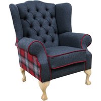 Product photograph of Chesterfield Fireside High Back Wing Chair Skye Red Check Tweed Wool In Mallory Style from Chesterfield Sofas