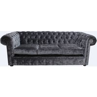 Product photograph of Chesterfield Genuine 3 Seater Sofa Settee Modena Steel Grey Velvet Fabric In Classic Style from Chesterfield Sofas