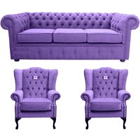 Product photograph of Chesterfield Handmade 3 Seater 2 X Mallory Chair Verity Purple Fabric Sofa Suite from Chesterfield Sofas