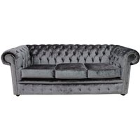 Product photograph of Chesterfield Handmade 3 Seater Sofa Settee Boutique Storm Black Velvet Fabric In Classic Style from Chesterfield Sofas