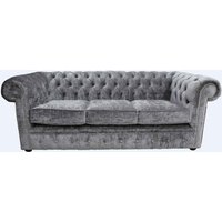 Product photograph of Chesterfield Handmade 3 Seater Sofa Settee Modena Smoke Grey Velvet Fabric In Classic Style from Chesterfield Sofas