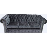 Product photograph of Chesterfield Handmade 3 Seater Sofa Settee Pastiche Steel Grey Velvet Fabric In Classic Style from Chesterfield Sofas