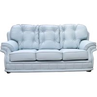 Product photograph of Chesterfield Handmade 3 Seater Sofa Shelly Parlour Blue Leather In Knightsbridge Style from Chesterfield Sofas